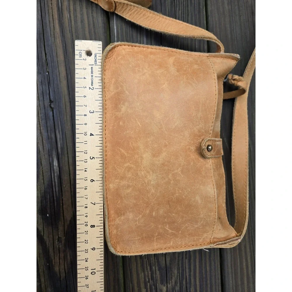 Able Crossbody Bag Leather Camel Distressed Purse Handmade‎